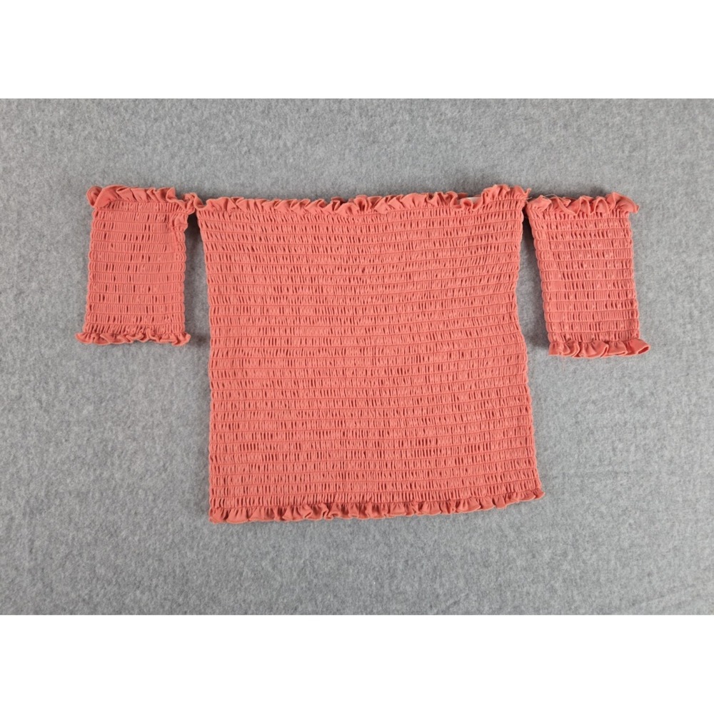 Hot Kiss Cropped Halter Top Size Large Coral Pink Junior Shirt